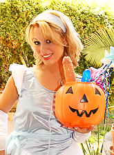 This alluring babe is ready for some hot halloween action with her well endowed lover
