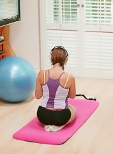 Adorable little yoga slut is craving for a nasty massage right away. Her lover is here to help!