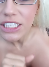 Alluring chick with glasses is ready for some hot fucking in a closeup. What a fine bitch!