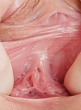 White pants wearing and average-looking teen spreading her pussy lips