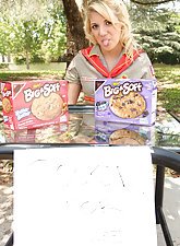 Girl scout with a round booty posing on her knees and getting fucked