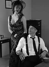 Busty and black widow looking femme fatale fucking a hung noir detective