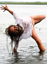 Freya A takes her top off in front of the camera and shows her perky boobs.