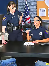 Foxy police officers Dana DeArmond and Francesca Le fuck with two hung criminals.