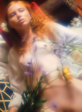 Katya B takes her sexy white lingerie off on the bed and shows her round melons.