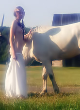 Katya B takes her white dress in front of the camera and shows her tight little ass.