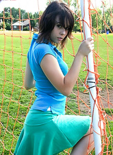 Unlike other goalkeepers, Ariel Rebel wears a top and a mini skirt during the game.