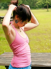 Unlike other girls, Ariel Rebel goes on picnics to flash her tits and slit.