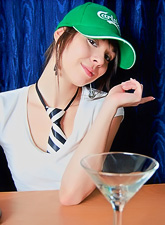 Barmaid, Ariel Rebel, smokes a cigar, mixes tasty cocktails and shows her boobs.