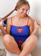 Tireless Dawson Miller keeps playing with her body even when beautifying herself.