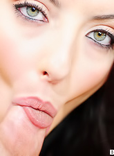 Lovely young babe having dark hair is presenting her partner with unforgettable session of oral sex