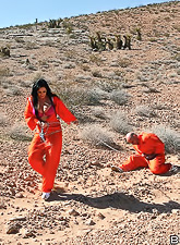 Hot bootylicious brunette prisoner Kerry Louise having sex with her prison cellmate.