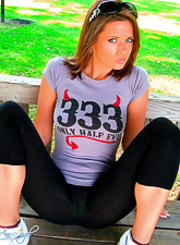 Ann Angel takes her hot black yoga pants outdoors and shows us her amazing booty.