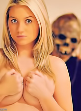 Alison Angel proves she can be wild and naughty even when meeting a zombie.