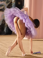Jasmine A takes her sexy purple ballet skirt off and shows us her amazing ass.