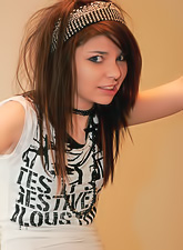 Horny emo gal Kaira 18 takes off her clothes and shows her smoking hot body.