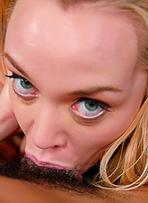 Annette Schwarz takes her clothes off in the bar and pleases a stud with a blowjob.