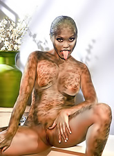 Gorgeous Mika Tan gets her naked body painted to pose on camera for sexy pictures.