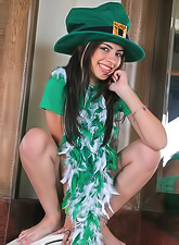 Hot Irish gal True Tere teases us in sexy leprricaun lingerie and little thongs.