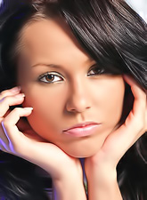 Alluring brunette nymph Sonia Red poses nude for the camera and shows her cunt.