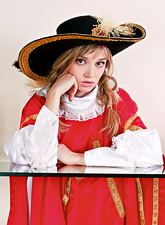 Hot blonde model Kristina Fey takes off her vintage costume and shows her hot body.