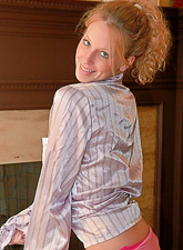 Hot teen gal from Gotta Love Lucky takes off her pink pants and shows her booty.