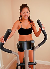 Hot brunette babe Shyla Jennings takes off her clothes and shows us her breasts.