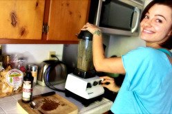 Nice short haired porn lady enjoying a cup of coffee in her kitchen, she loves to chill there