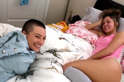 Sizzling hot mom with tiny nipples enjoying captivating sensual humor from young rock erect teenboy