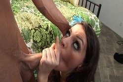 Missy Stone moans very loudly on the sofa where she rides a huge fat meat p[ole