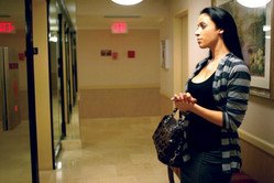 Splendid brunette arrives at his partner's home in a jovial mood. She knows what awaits her