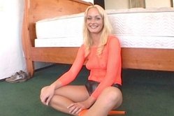 Melissa Lauren spreads her sexy legs for the cmaera and gets drilled by two guys