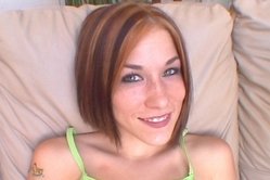 Allie Sin takes her sexy little skirt off and then gets screwed by two big cocks