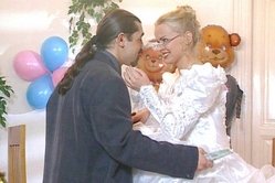 Dora Venter spreads her sexy legs in her wedding gown and gets fucked roughly