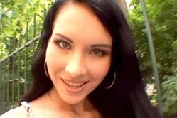 Dark haired Hungarian chick in a sexy dress gets approach by a horny mind. She's just perfect!