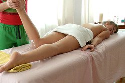 Gianna kneels before her hung lover and sucks his big piece of hard throbbing dong