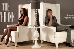 Superb brunette wearing sexy black stockings satisfies her lover's stiff cock