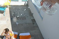 Horny madam wearing sexy bikini is showing blowjob skills and getting penetrated from behind