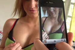 Beautiful blonde lady fingers her shaved pussy in a close up with so much passion. What a slut