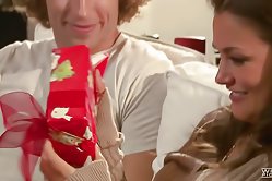 Brunette gal is willing to please her boyfriend at home, she's down for sucking and fucking