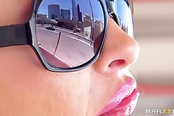 Glam blonde surrenders to a badass dude who ruins her tight asshole in a doggy style sex scene