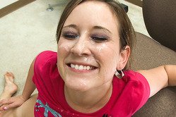 Roxi takes her cute pink top off, shows her hot body and gets fucked hard and fast.