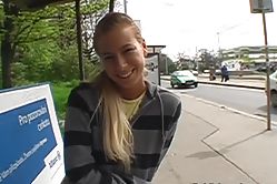 Blonde girl gets fucked outdoors