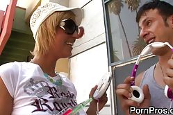 Hot blonde is being banged hard