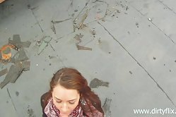 Ginger girl gets fucked in the street