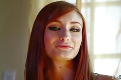 Sweet ginger chick is sucking cock
